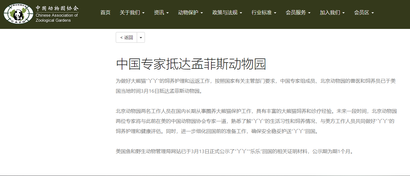 大熊貓“丫丫”回國流程走到哪一步了？最新回應(yīng)