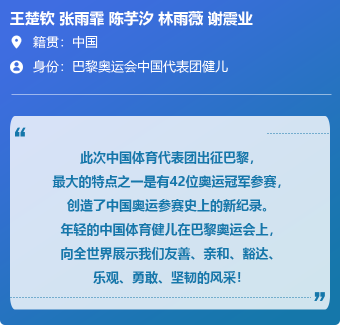 王楚欽 張雨霏 陳芋汐 林雨薇 謝震業